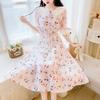 Floral Print Plus Size Chiffon Dress with Doll Collar and A-line Sweet Dresses