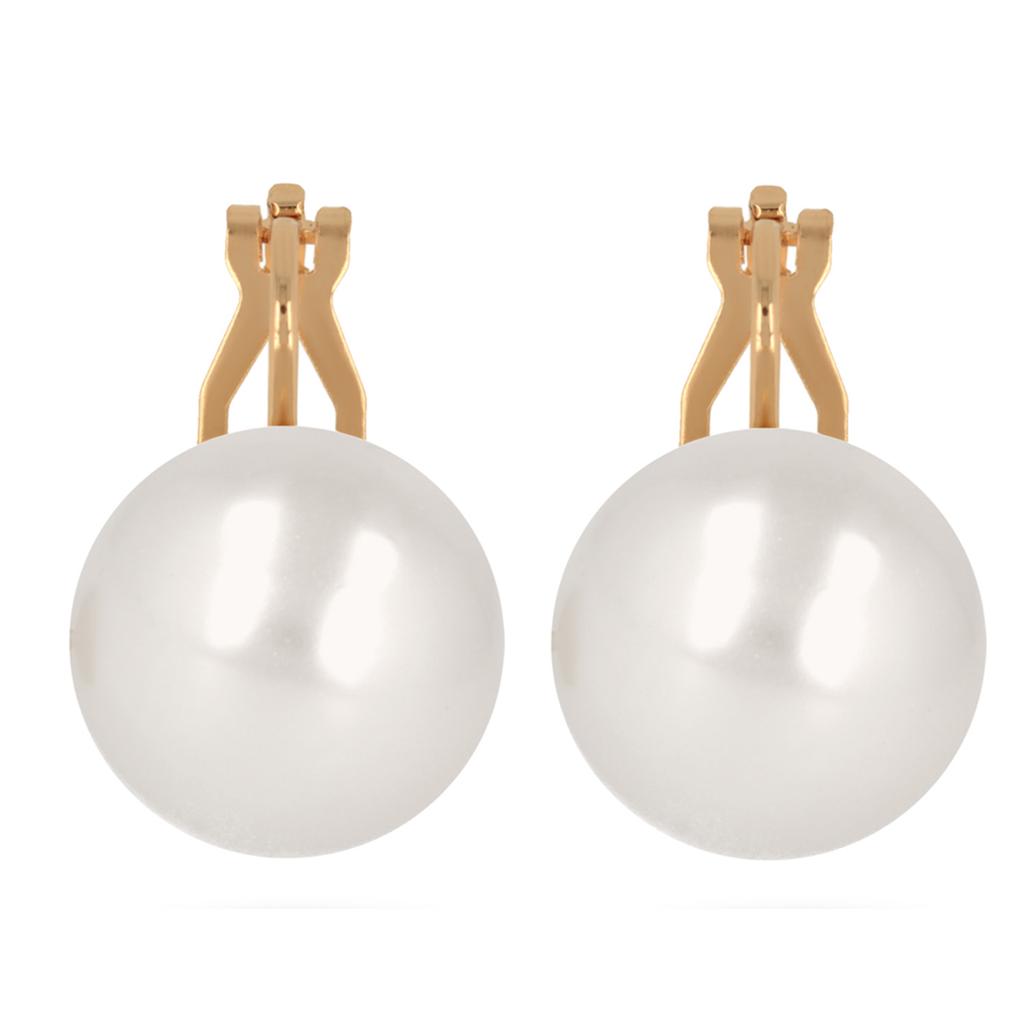 Les Trésors De Lily [Q2626] - Golden Ivory 'Pearl' Gold Plated Clips - 16 Mm