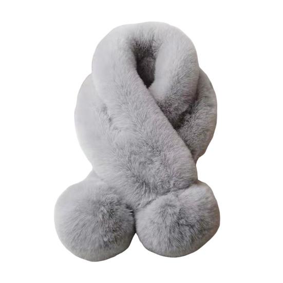 Women Winter Scarf with Wool Ball Decoration Solid Color Thickened Plush Warm Scarf Winter Outfits Accessories