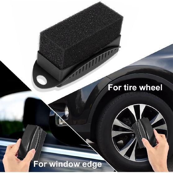 Yourkar 2 PCS Tire Shine Applicator, Flat Dressing Waxing Sponge Pads With Lid Cover, Reusable Polishing Cleaning Foam Applicators With Rectangular