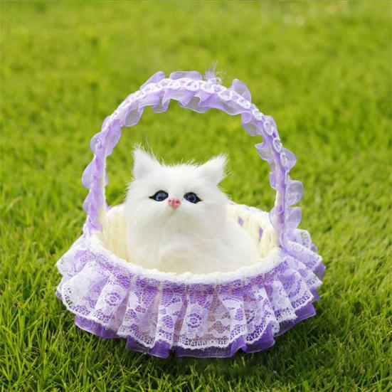 Имитация модели кошки, реалистично мяукающая кукла-котенок, милая миниатюрная фигурка, украшение, 3D фигурка животного из искусственного меха, модель корзины, украшение для автомобиля, поделка, подарок