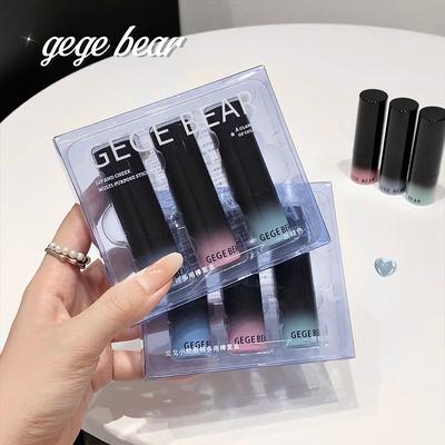 Gege bear Multi Stick Trio Face Makeup, кремовые румяна в стике для щек и губ, увлажняющие и водные блески в стиках для всех типов кожи