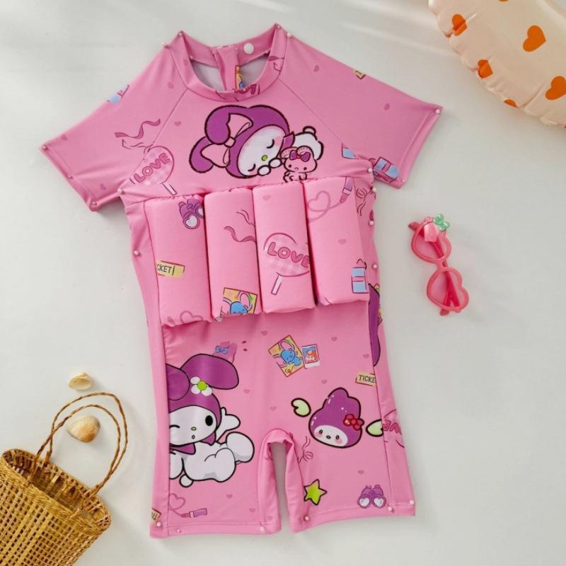 2025 Kulomie Girls Swimsuit Children's Buoyancy Swimsuit One-piece Medium and Small Children's Infant Short Sleeve Swimsuit