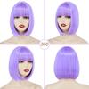MISSQUEEN Women Cosplay Light Purple Shoulder Length Straight Bob Wig with Bangs Cosplay Purple Short Hair Synthetic Fiber Halloween Wig