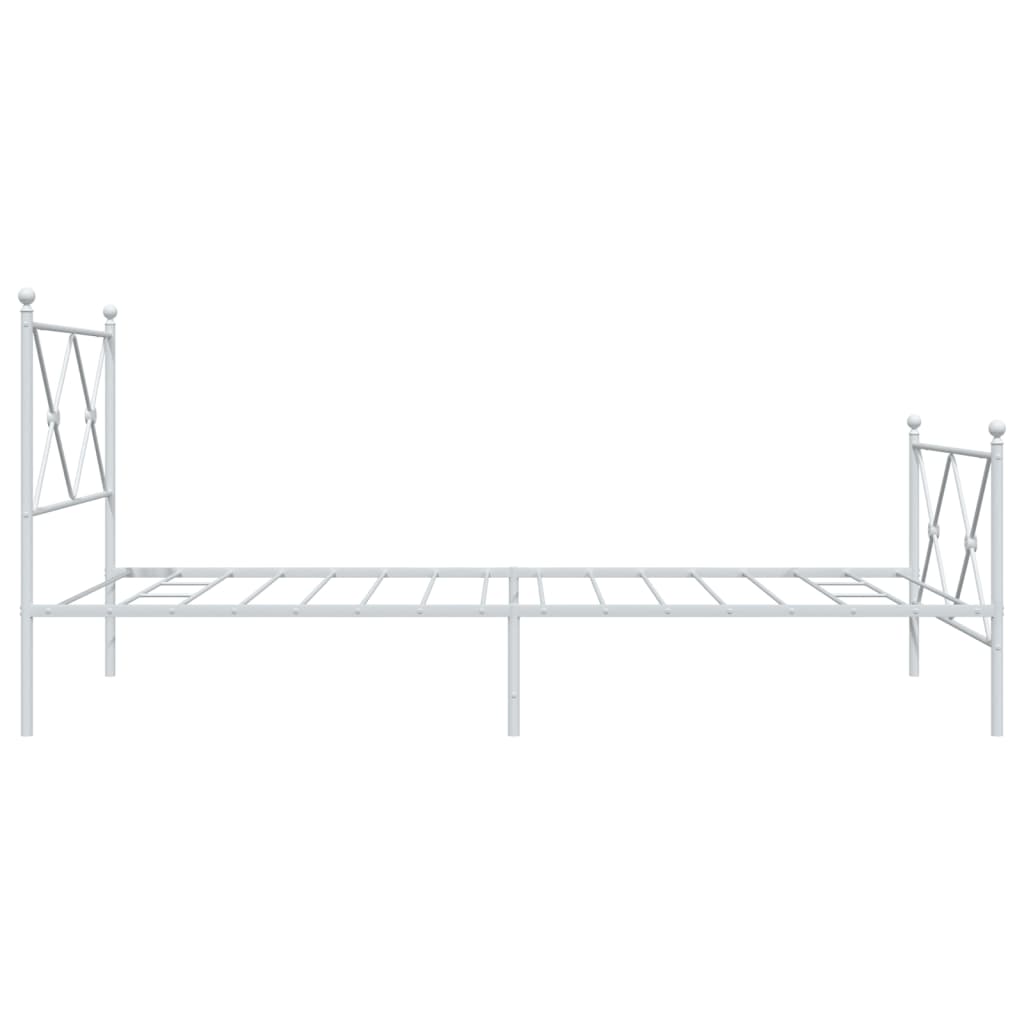 Vidaxl Metalowa Rama Łóżka Z Wezgłowiem I Zanóżkiem, Biała, 100X200 Cm