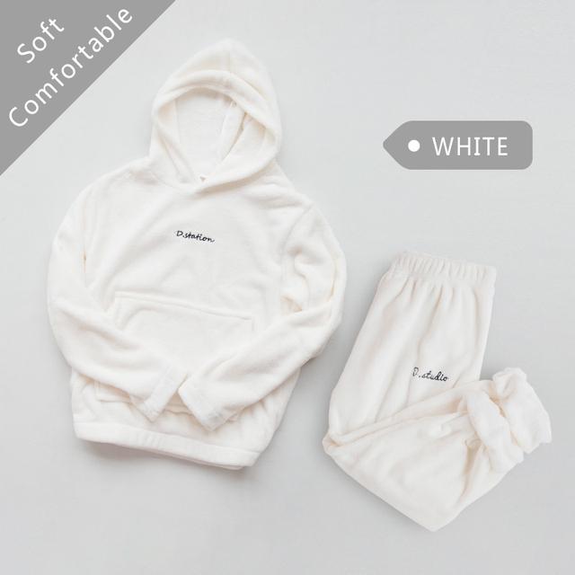 Новый женский пижамный комплект, теплая фланелевая пижама, одежда для сна, домашняя одежда, плотный зимний бархатный женский плюшевый пижамный костюм, толстовка, толстовки