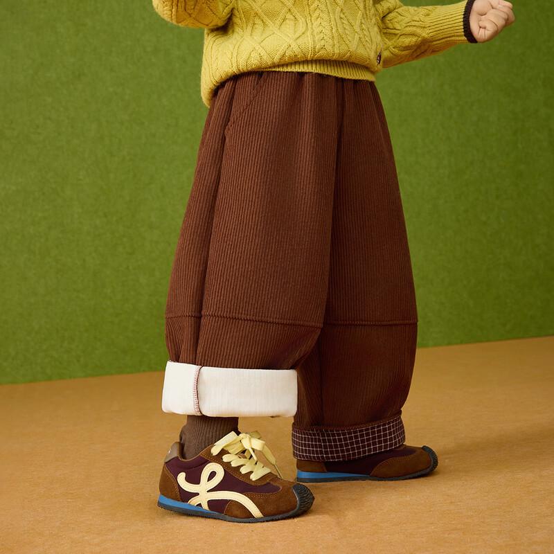 ASK JUNIOR Boys' Thickened Fleece-Lined Corduroy Wide-Leg Pants