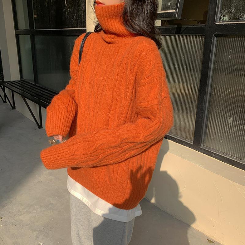 DAFIFY Женская мода повседневная осень-зима однотонный принт длинный рукав высокий ворот свитера