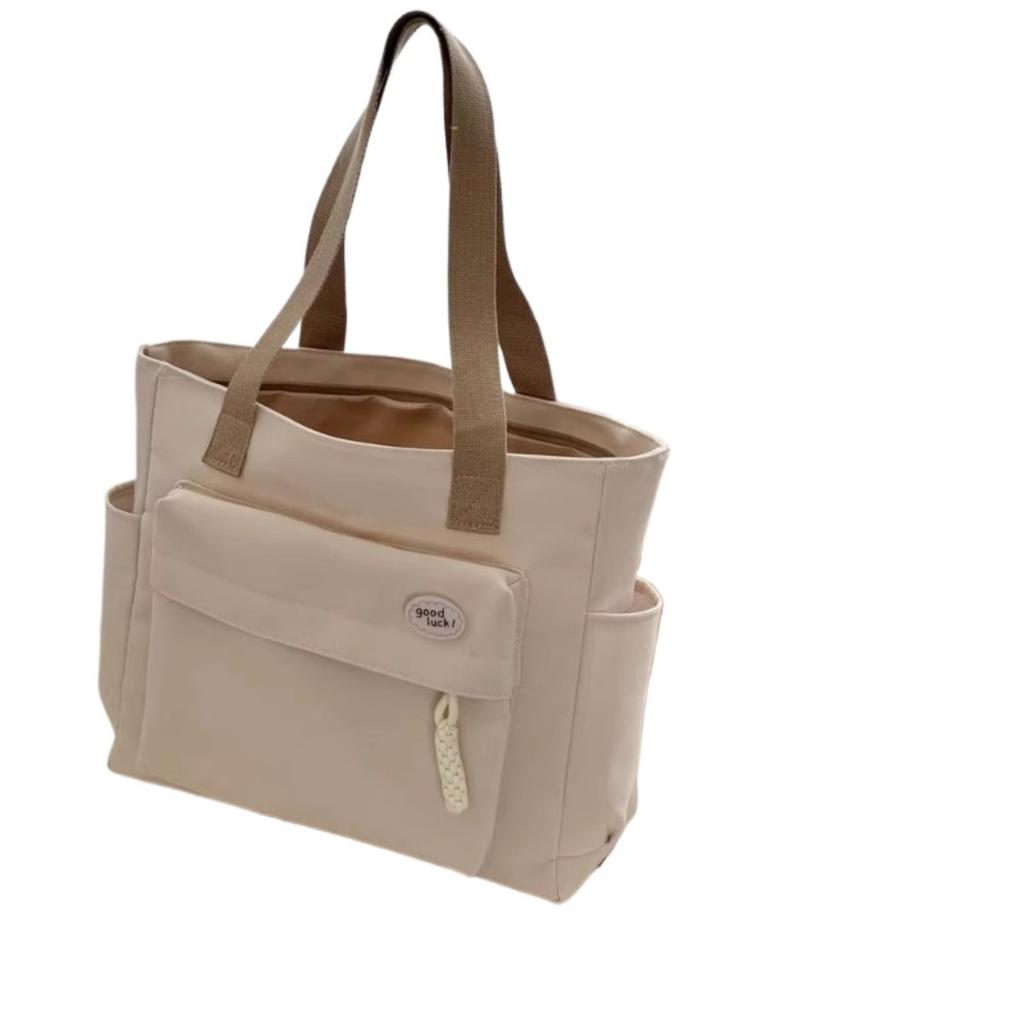 Original Design Japanese Knot Commuter Thick Nylon Tote Bag Casual Art Student Simple One Shoulder Handbag