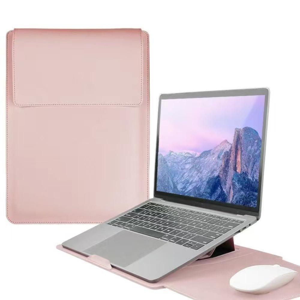 PU Leather 14 Inch Laptop Sleeve Bag Adjustable Waterproof Laptop Sleeve Case Ultra-thin Stain-resistant Laptop Stand Office