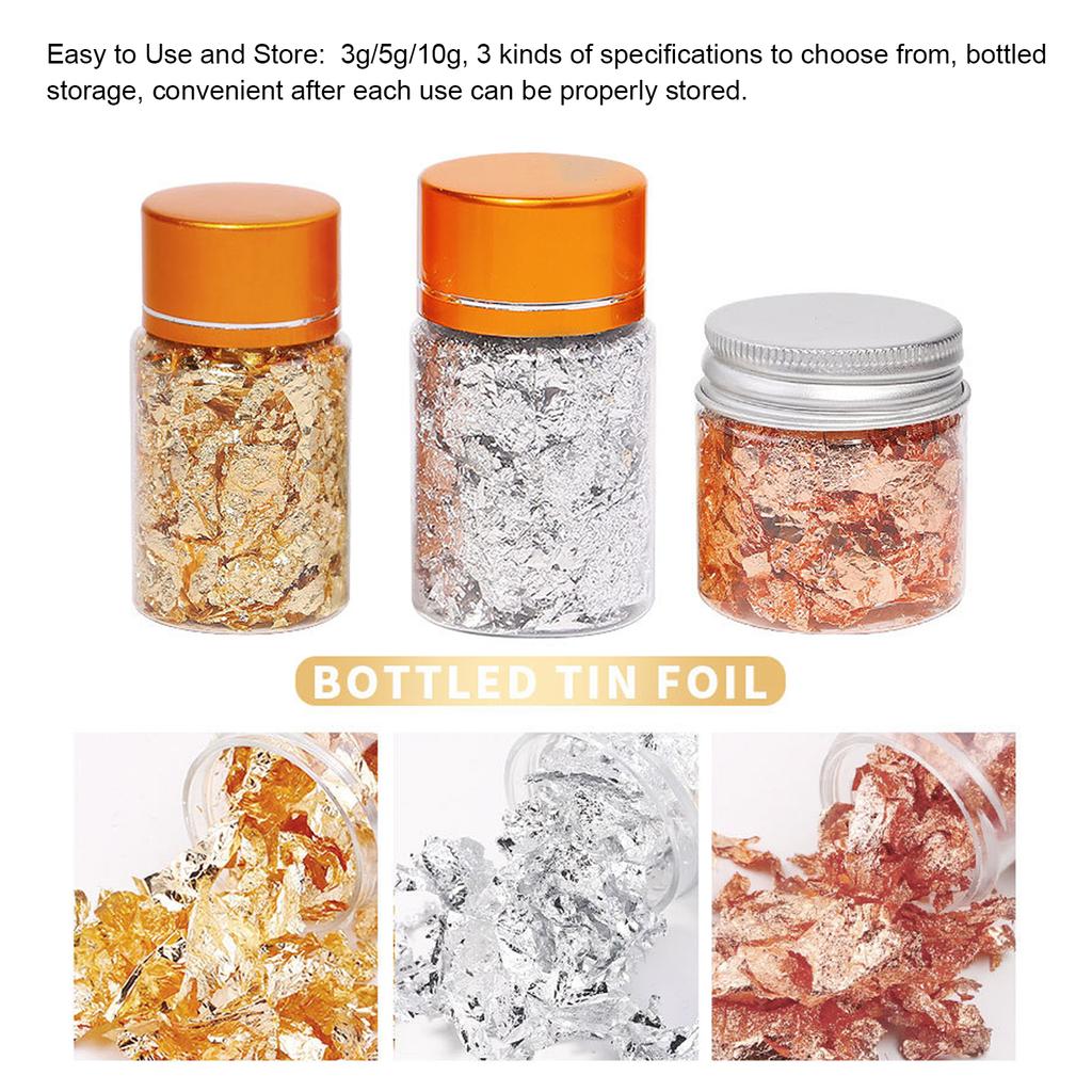 3 бутылки, хлопья золотой фольги, хлопья позолоты из фольги для металлической фольги, хлопья для ногтей, сделай сам