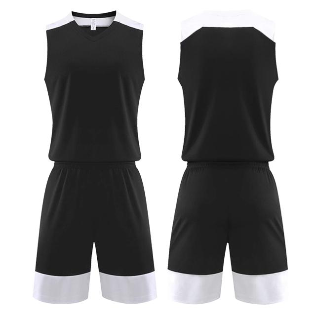 Kids Men Women Basketball Jersey Set Child Men Blank Basketball Uniforms V-Neck Training Vest Double Pocket Shorts Sports Suit