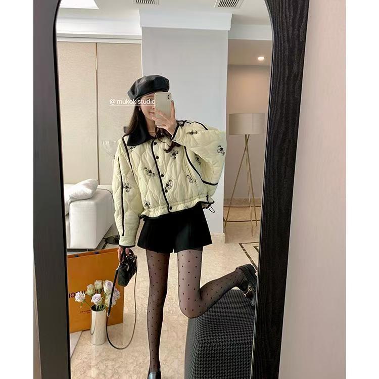 МОДНАЯ принтованная маленькая ароматная ветровая утолщенная теплая короткая верхняя хлопковая одежда женская 2024 зимняя свободная универсальная хлопковая одежда Одежда