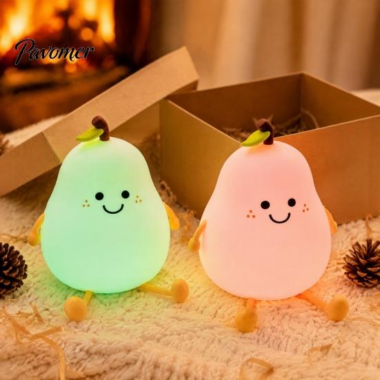 Забавная настольная игрушка для девочек, силиконовый ночник-груша, перезаряжаемый от касания, портативная светодиодная лампа для спальни, милая, теплая атмосфера