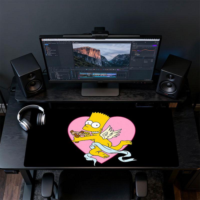 Bart Simpson Mouse Pad, Large Gaming Desk Mat, Non-slip XXL Mousepad for Laptop & Tablet, Mini PC Playmat with Stitched Edges