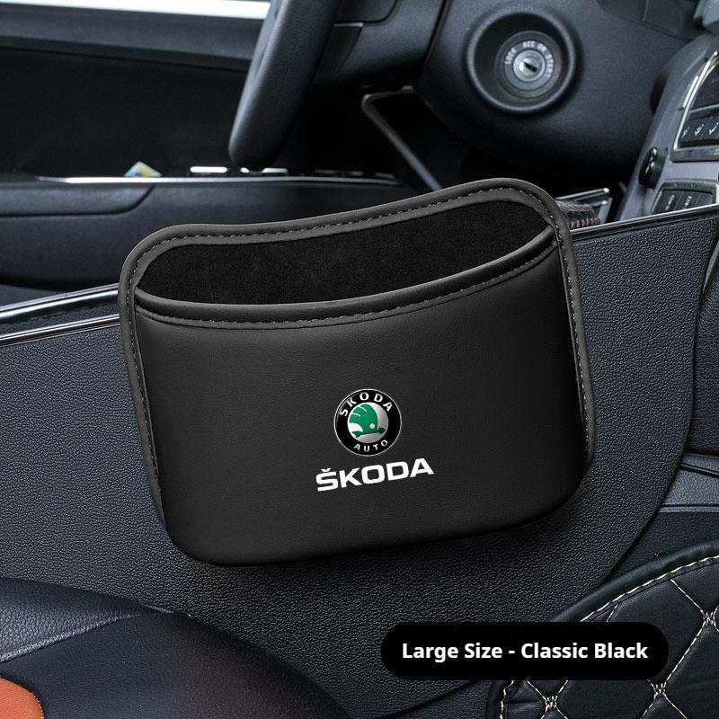 HQKI8 Car Door Storage Box Seat Hanging Trash Can Trash Can Car Interior Accessories For Skoda Octavia Superb Rapid Kodiaya Kroya