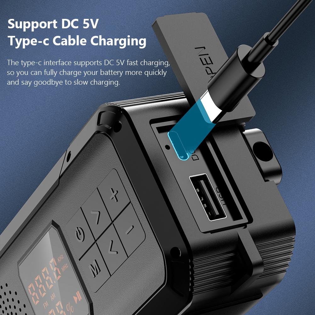 Emergency Hand Crank Radio Solar Radio with BT Flashlight SOS Compass AM/FM/WB/NOAA Weather Radio for Indoor Outdoor Emergencies