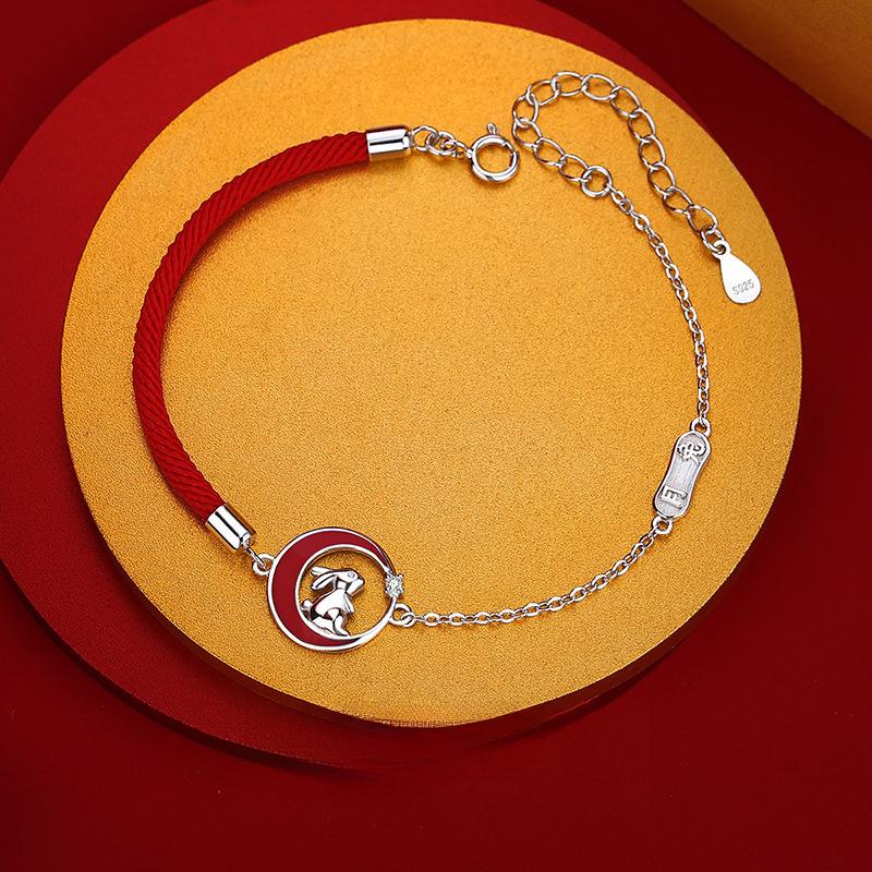 Original Temperature-sensitive Color-changing Moon Rabbit Hand Rope, Female Light Luxury Sweet Cute Rabbit Bracelet New Gift for Girlfriends