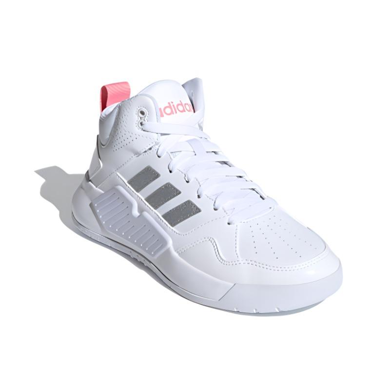 adidas Neo Play9tis 2 Удобные Повседневные Прочные Полувысокие Кеды для Скейтбординга Женские Кроссовки Белые Серебристые Розовые FZ1043