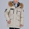 Real Fur Collar Winter Down Jacket for Men Parkas Hooded Thick Warm White Duck Down Coat Man Outerwears