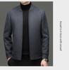 Мужская зимняя короткая куртка из смесовой шерсти с воротником-стойкой, повседневное теплое плотное пальто для среднего возраста