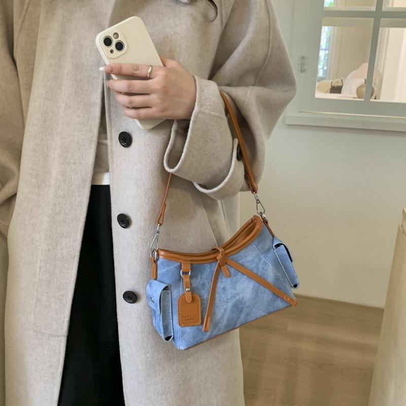 Контрастная цветная женская сумка 2025 новая высококлассная ретро сумка через плечо для работы, сумка-мессенджер для поездок, сумка-ведро