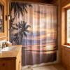 Modern Minimalist Beach Scene Shower Curtain With Polyester Fabric For Bathroom Decor