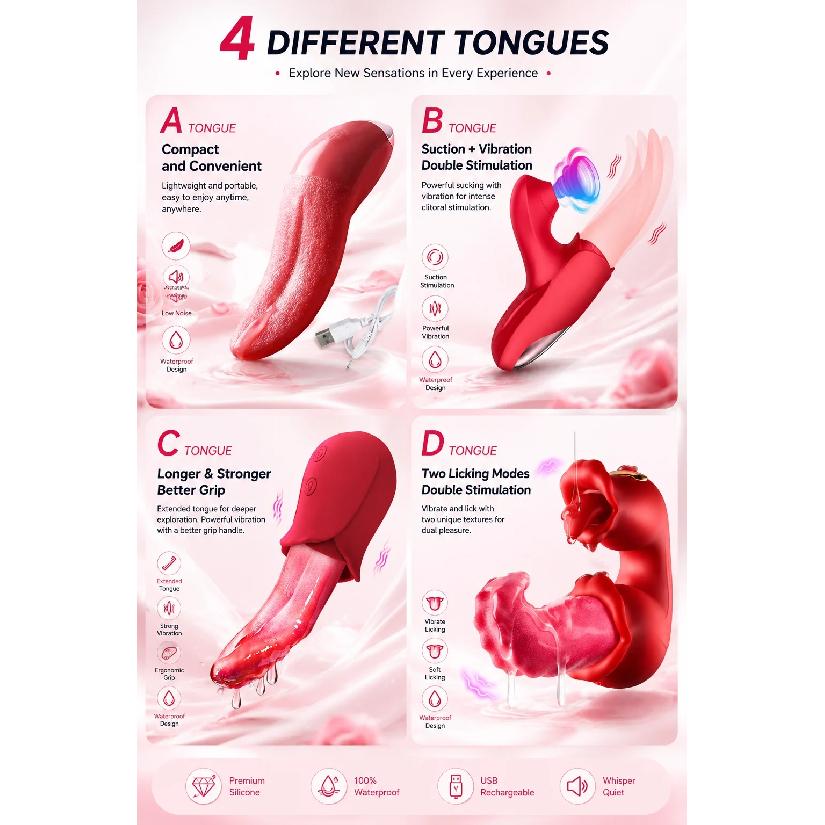 3 In 1 Sucker Licking Vibrator Powerful Stimulate G Spot Nipple for 18+ Oral Massage Clitoral Stimulator for Female Masturbator