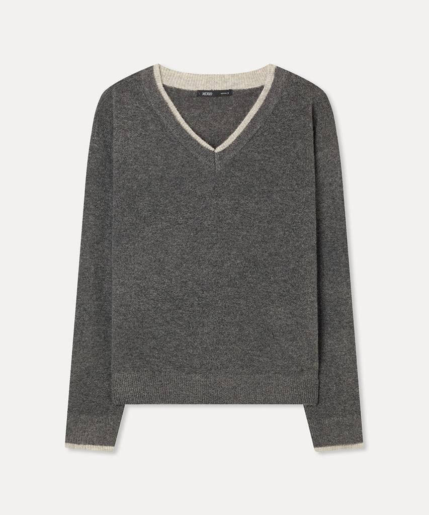 MIXXO Многослойный пуловер с V-образным вырезом Re Kafv09T_Miwkag43Qt