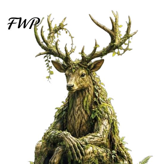Storybook Style Patio Ornament Woodland Spirit Garden Stake, Forest Animal Yard Decor, 3D Rustic Stake Statue for Fairy Planter & Outdoor Display