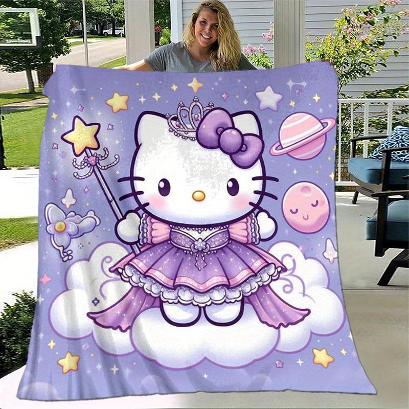 1pc. Hello Kitty Purple Stars Clouds Fairy Tale Blanket - Home Office Outd