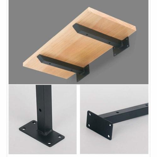 SYWXJ Hidden Shelf Brackets, Black Iron I-Shaped Rod Brackets, Wall-Mounted Floating Shelves, Angle Shelf Brackets, Set of 2 with Screws (30cm)