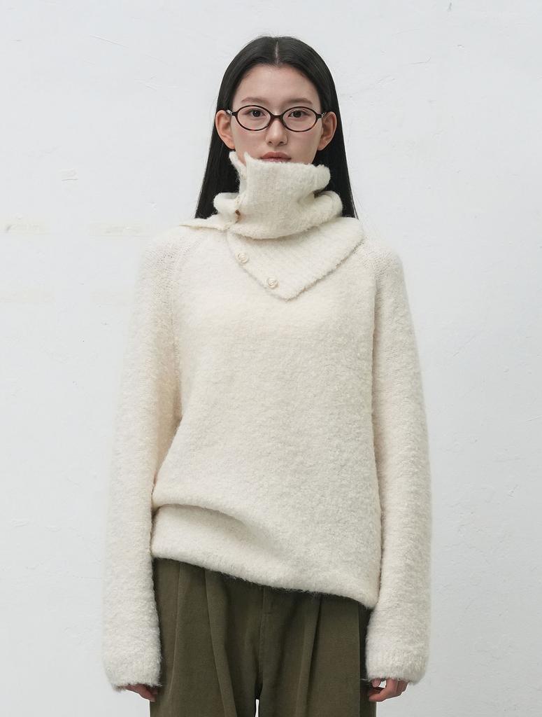 GENERALIDEA Neck Warmer Loose Fit Boucle Knit [Ivory] / Wbe4L05550