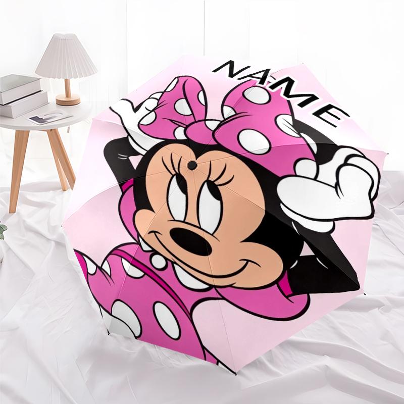 Personalized Name Minnie Print Umbrella - Automatic Open/Close, Eight-Rib Durable Frame, Automatic Folding Umbrella