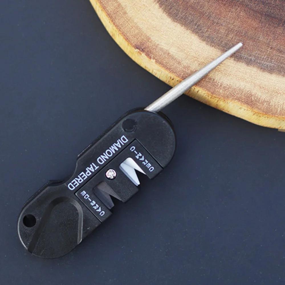 Портативная точилка для ножей Складной многофункциональный инструмент для кемпинга и выживания с точильным камнем для рыбных крючков для использования на открытом воздухе