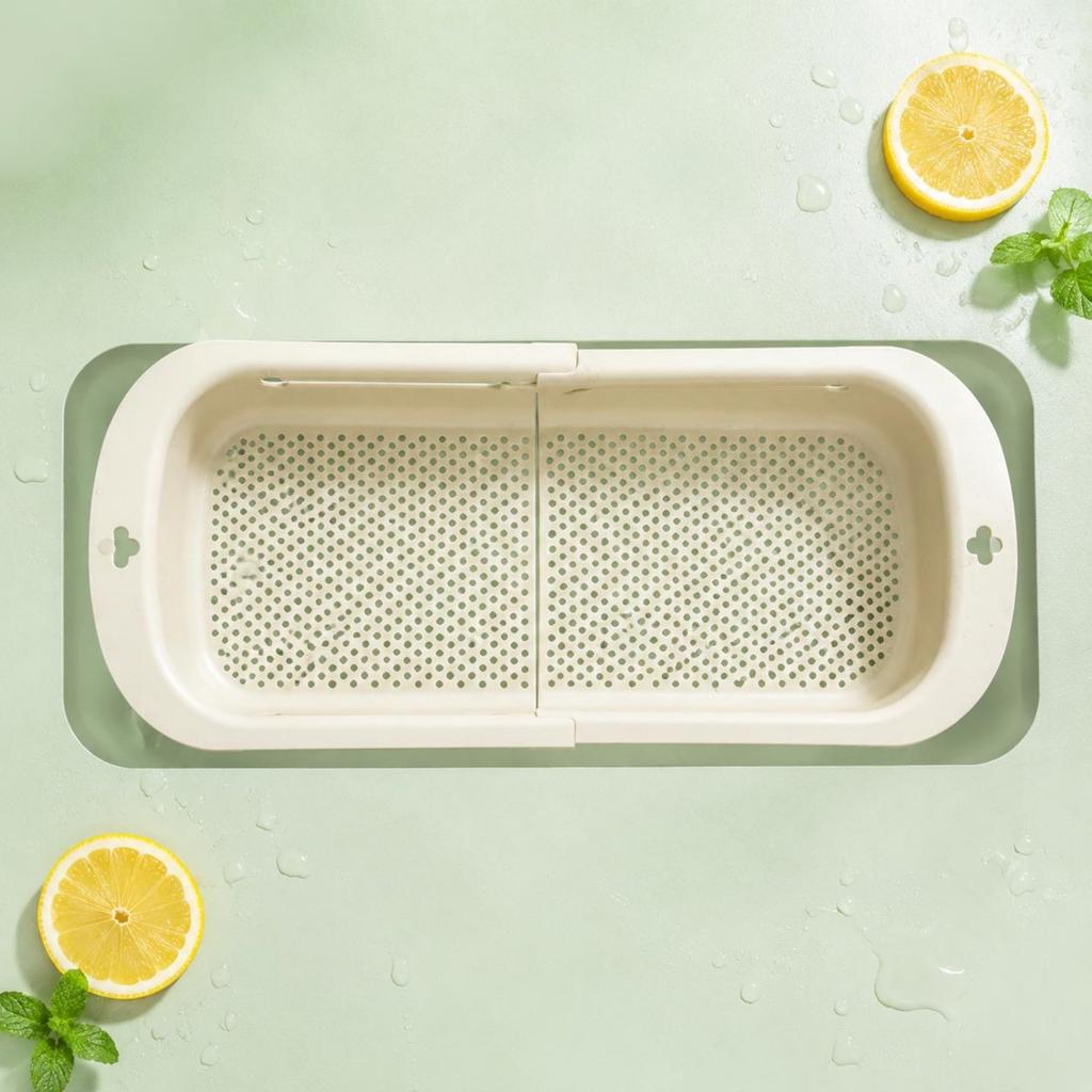 Expandable Sink Basket Large Capacity Extendable Sink Basket Extendable Drain Tray Easy to Clean Dish Drying Rack Quick Setup