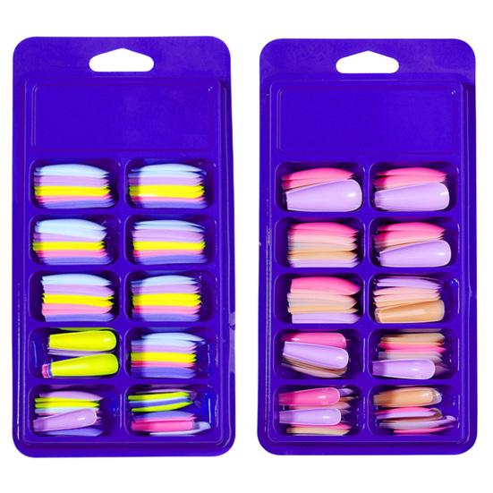 Накладные ногти из искусственного ногтя Стильные складные без следов Пластиковые накладные ногти Красочные носимые Невыцветающие искусственные ногти Накладки на искусственные ногти Поставка маникюрного салона