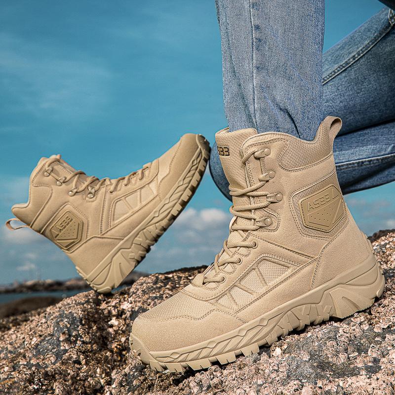 Мужские скальные туфли Тактические ботинки Водонепроницаемые Военные Высокого качества Мотоциклетные Охотничьи Походные Дышащие ботинки
