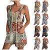 Women's Summer Jumpsuits Short Pants Vintage Printed Fashion Casual One-Piece Pants