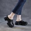 Johnature Genuine Leather Thick Soles Outdoor Slippers Vintage Hollow Out Breathable Women's Platform Shoes