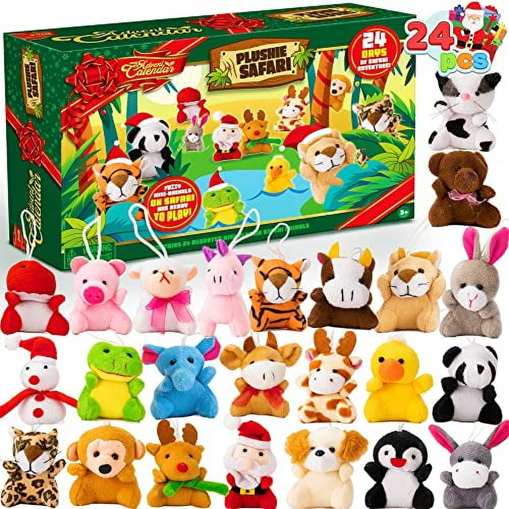 JOYFY 2025 Christmas Advent Calendar 24 Days Countdown Advent Calendar with 24 Stuffed Animals for Kids Girls Party Favors