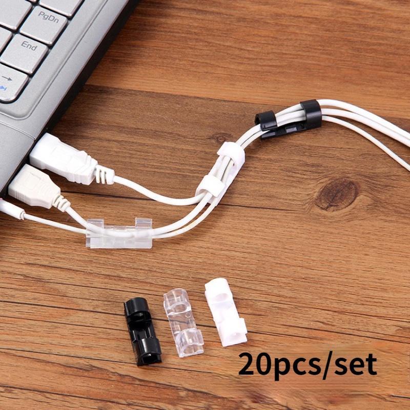 Adhesive Plastic Cable Management Home Office Accessories Internally Visible Cable Clip Organizer