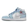 Air 1 Mid SE GS French Blue Детские кроссовки Белый Светло-Стальной-Серый Огненно-Красный DR6235-401