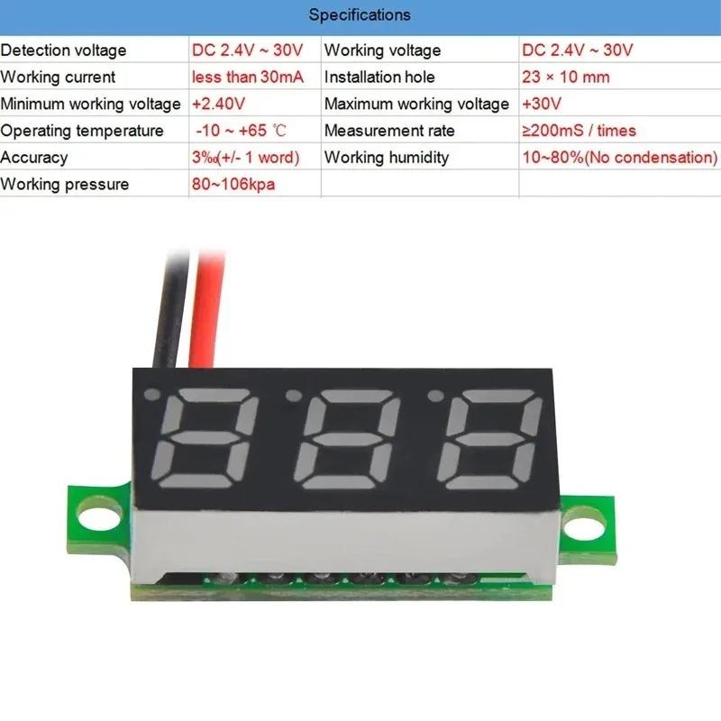 Xiaomi 0 28 Дюймовый DC Светодиодный Цифровой Вольтметр 0 100В Измеритель Напряжения Автомобиль Мобильное Питание Тестер Напряжения Детектор 12В Красный Зеленый Синий Желтый