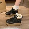 Повседневные полусапожки на толстой подошве Зимний новый стиль с флисовой подкладкой Увеличивающие рост Спортивные вулканизированные женские туфли