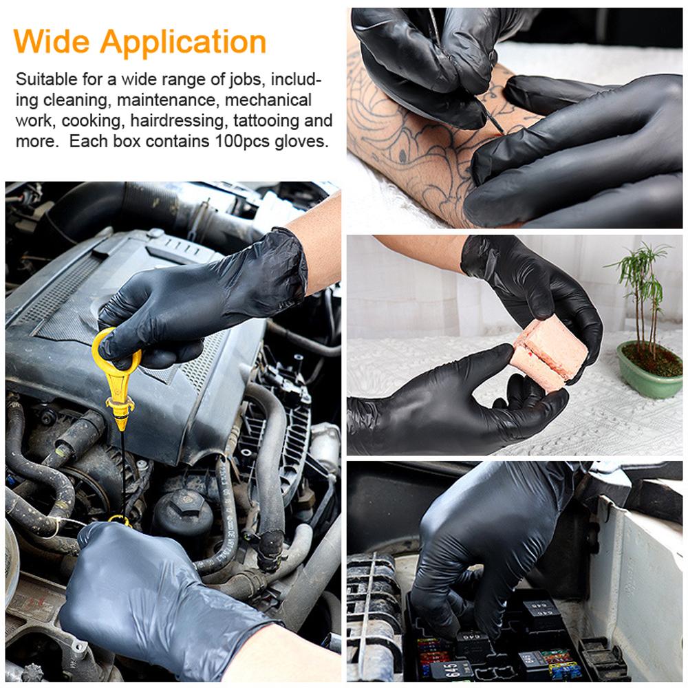 100pcs Disposable Nitrile Gloves Latex Free Powder Free Daily Protecting Gloves Oil Proof & Wear Resistant for Cleaning