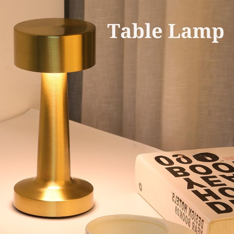 USB with Touch Sensor Dimmable Metal Table Lamp 3 Colors Bedroom Nightstand Kids Wireless LED Night Light Rechargeable Battery