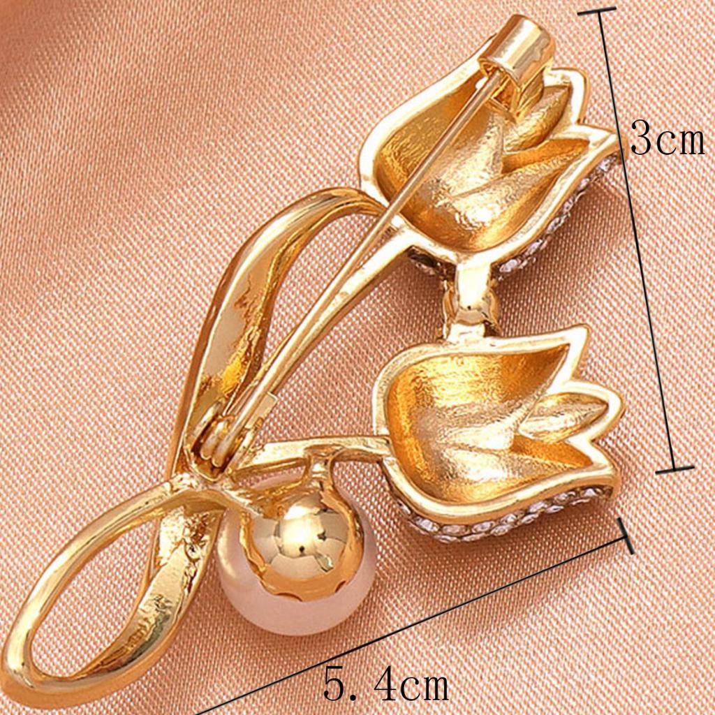Accessories Tulip Pearl Ladies Brooch High-End Suit Coat Pin Diamond Alloy Corsage Women