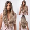 Ombre Blonde Platinum Синтетические парики Длинные вьющиеся волны Парик из натуральных волос для женщин Афро-косплей парик Термостойкие парики с челкой