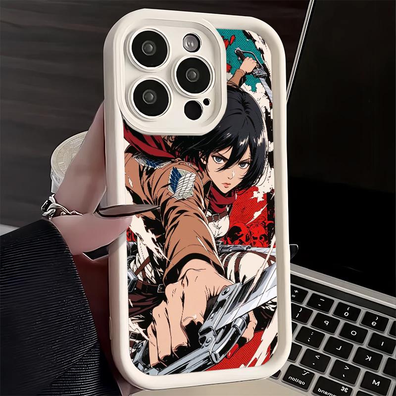 Чехол для телефона iPhone 17 Air 16E 15 16 Pro Max A-Атака на Титанов Микаса Чехол 14 Plus 13 12 Mini Мягкий силиконовый Fundas